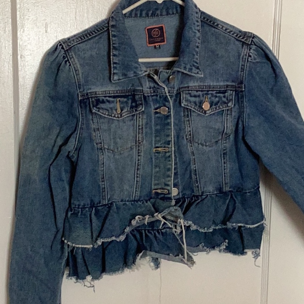Denim Jacket with Frayed Hem BoobBoom Size M